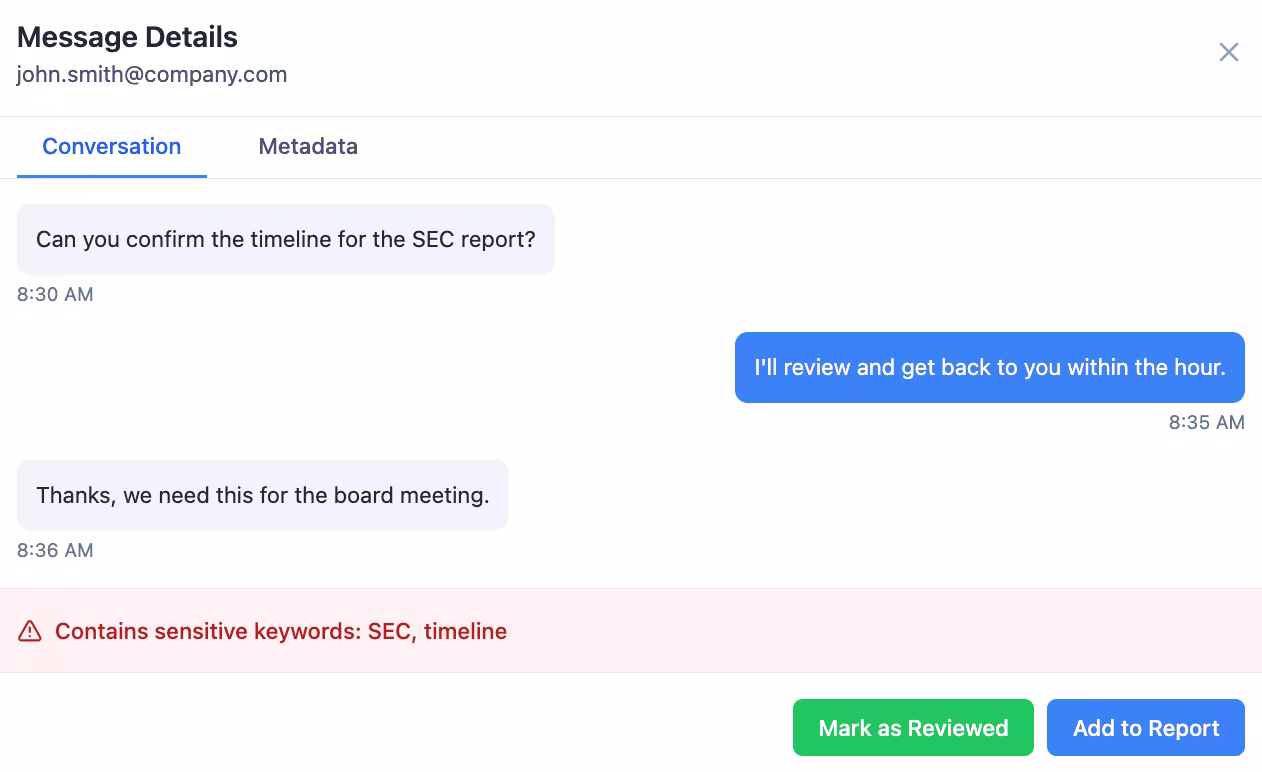 Automatic message flagging and policy matching